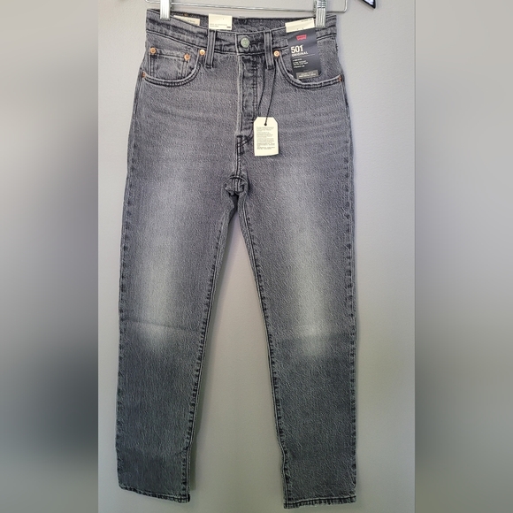 Levi's Denim - Levi's Womens 501 Original Distressed Grey Wash High Waist Straight Leg NWT 24